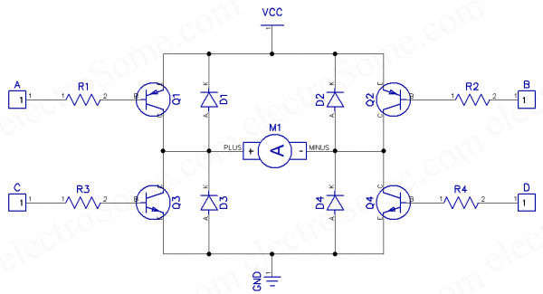 Transistor H-Bridge for driving DC Motor
