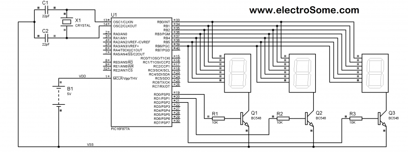 Seven Segment Display Multiplexing PIC Microcontroller - MikroC