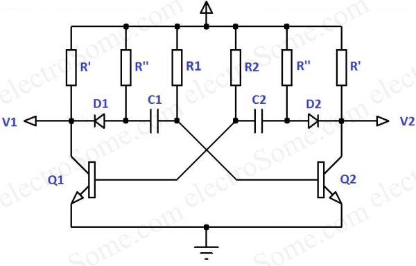 Astable-Multivibrator-Using-Transistors with Sharp Edges