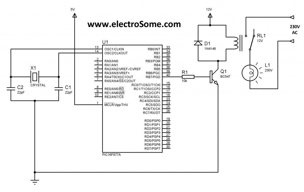 Interfacing Relay with PIC using Transistor