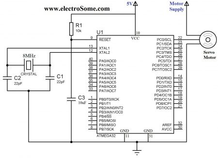 Interfacing Servo Motor with Atmega32 Atmel AVR Microcontroller