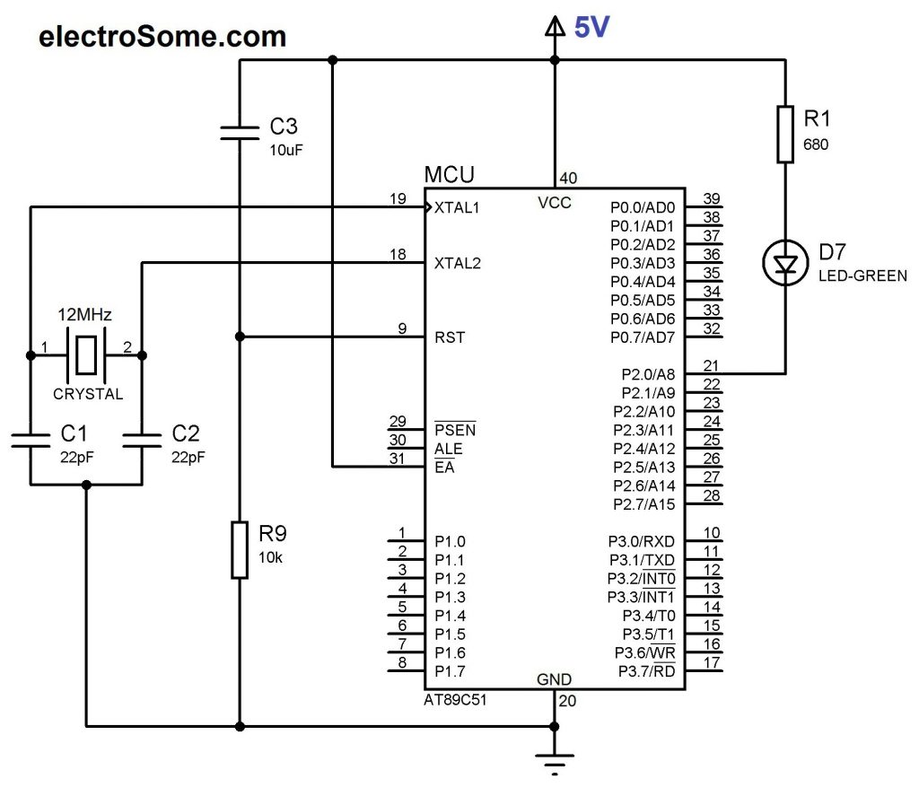 LED Blinking with 8051 Microcontroller - AT89C51
