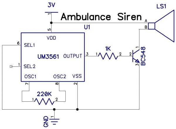 Ambulance Siren usingIC UM3561