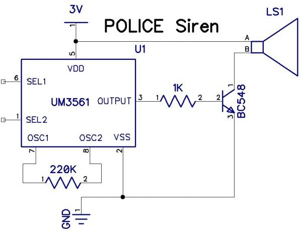 Police Siren using IC UM3561