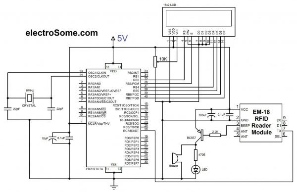 Interfacing EM-18 RFID Reader Module with PIC Microcontroller