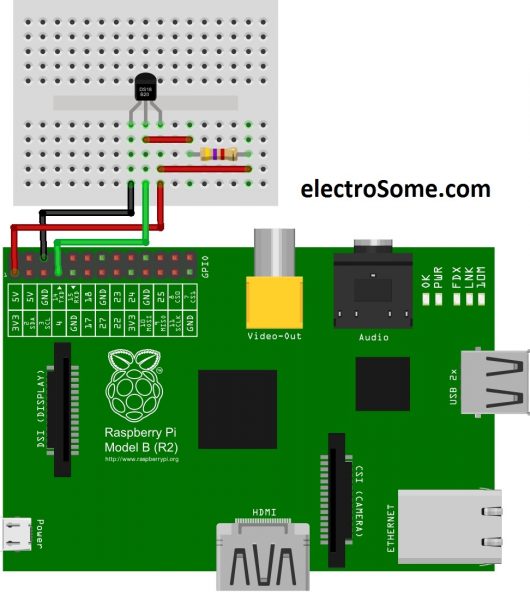 DS18B20 Raspberry Pi - Circuit Diagram