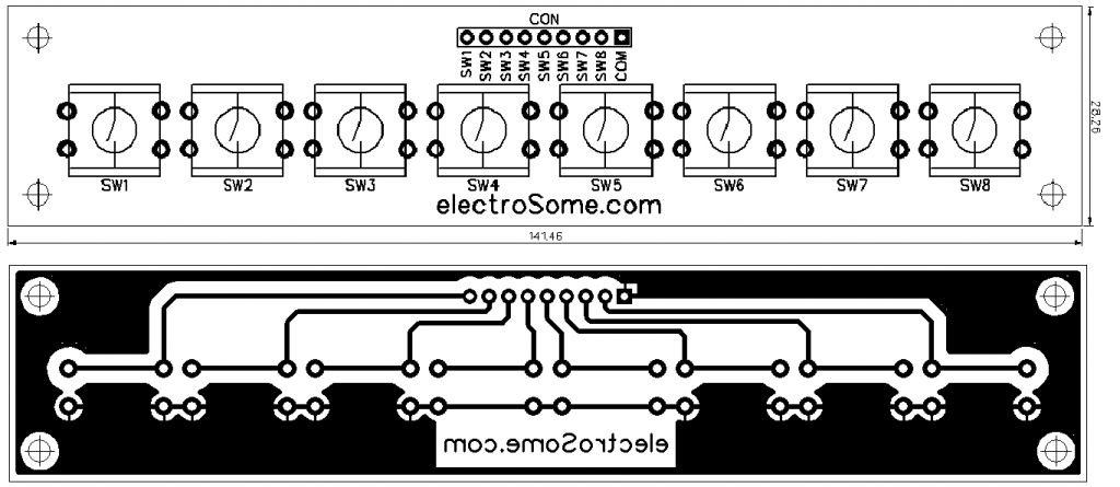 8 Switch Keyboard PCB Top and Bottom