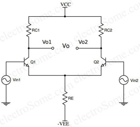 Differential Amplifier using Transistor - Circuit Diagram