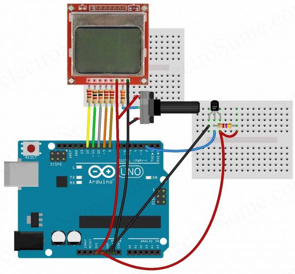 Digital Thermometer using Arduino and DS18B20 Sensor