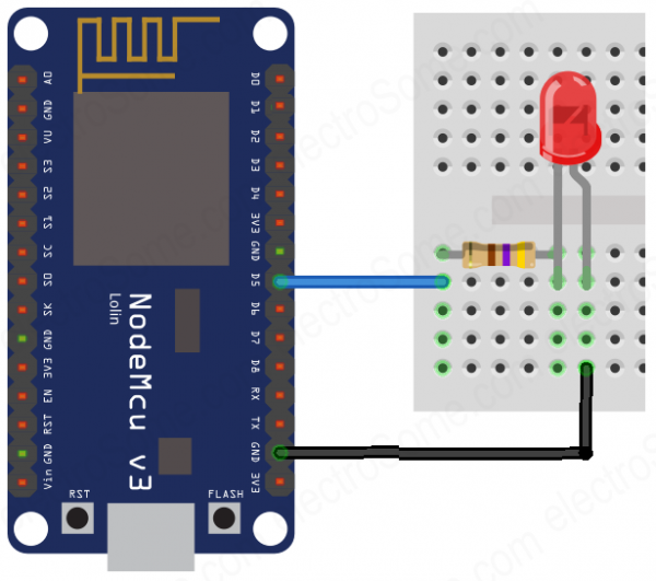 LED Control from MQTT Protocol - Circuit Diagram