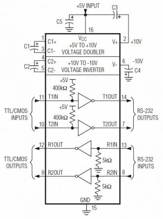 MAX232 - RS232 - Application Circuit - Maxim Integrated