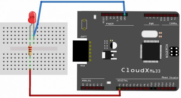 CloudX PIC Microcontroller Board - LED Blinking - Circuit Diagram