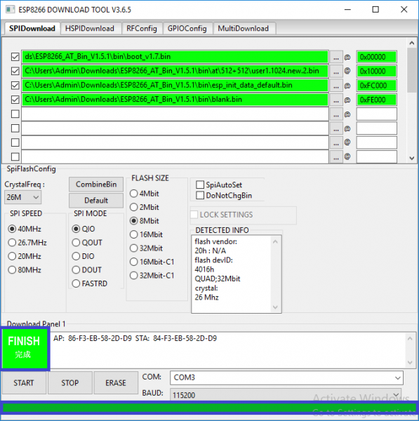 Flash Download Tool_Flash Completed_Flashing Firmware