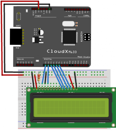 Interfacing 16x2 LCD with CloudX Board