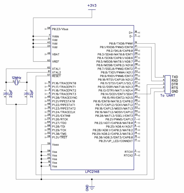 LPC2148 ISP Serial UART Flashing - Circuit Diagram