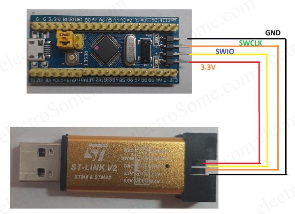 STM32F103C8T6 Board - ST-Link-V2 Programing - Circuit Diagram