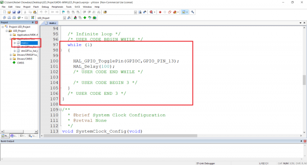 LED Blinking With STM32 ARM Cortex-M Microcontroller And Keil IDE