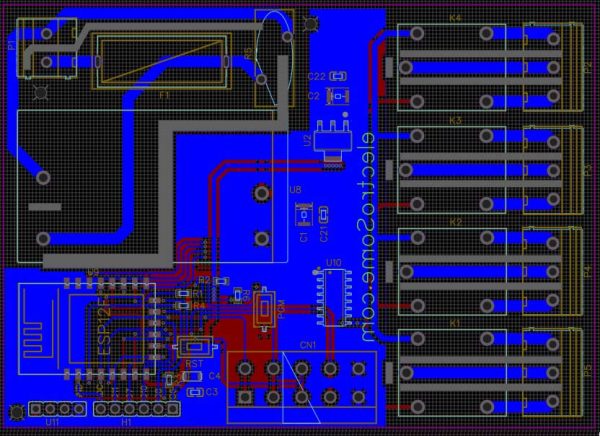 PCB Design Bottom Layer - Home Automation ESP8266 WiFi